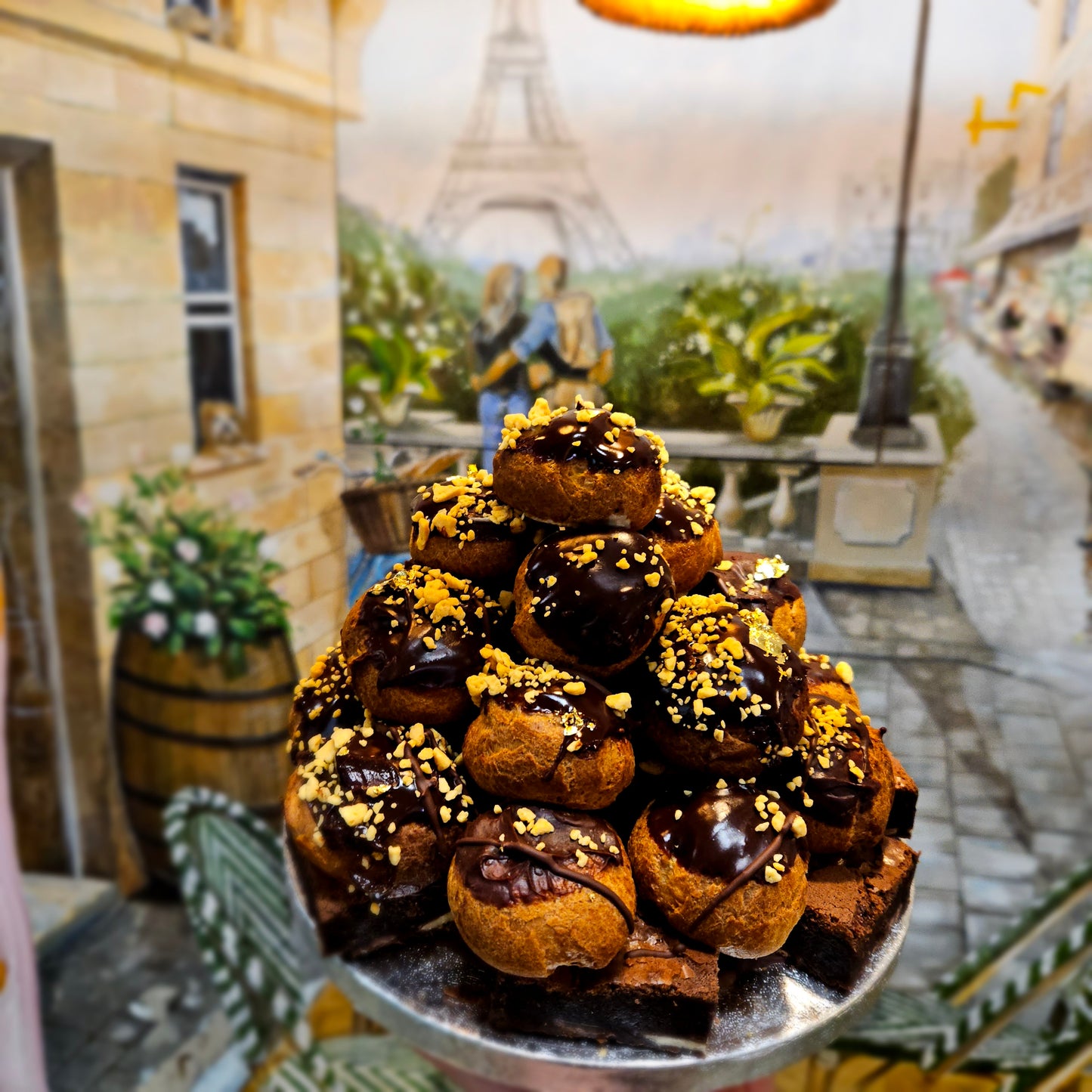 Brownie & Profiteroles Stack